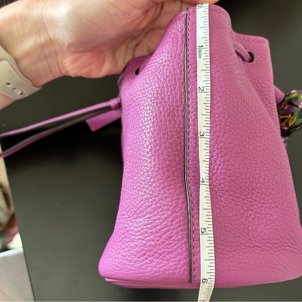 Coach Purple Petal Pebbled Leather Wristlet - Picture 15 of 17